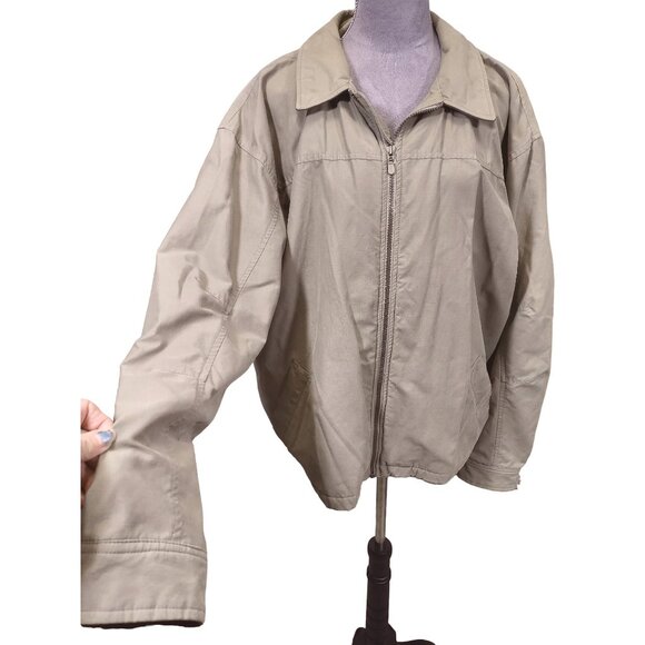 Retro Eddie Bauer Bomber Jacket Gorpcore Classicore Tan Lined Zip Mens XL - Picture 8 of 8